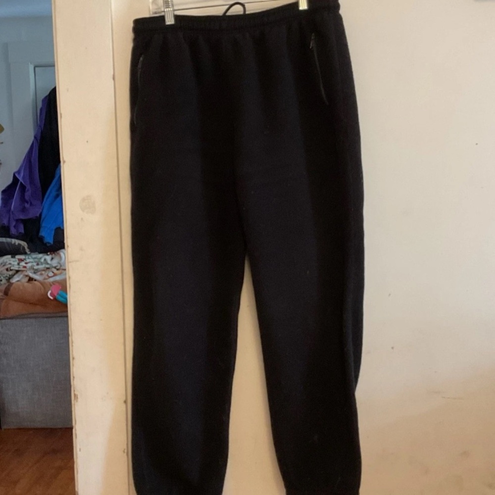 L.L. Bean Black Women's Fleece Jogger Pants with Zip Pockets